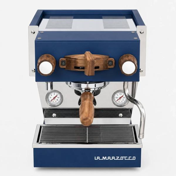 La Marzocco Linea Micra blau Nussholz
