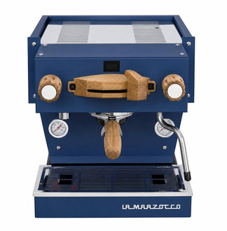 La Marzocco Linea Mini R dunkelblau Eichenholz