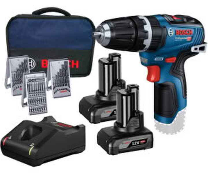 Bosch GSB 12V-35 (2x 4,0 Ah + Schnellladegerät + Zubehör-Set + Softbag)