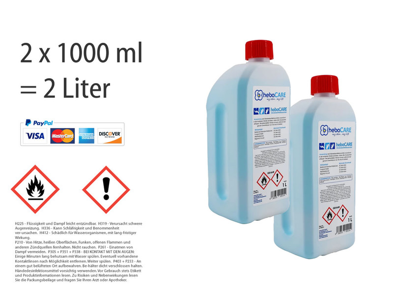 Alcoholic hand disinfection (2x 1000ml = 2 L) Hebacare