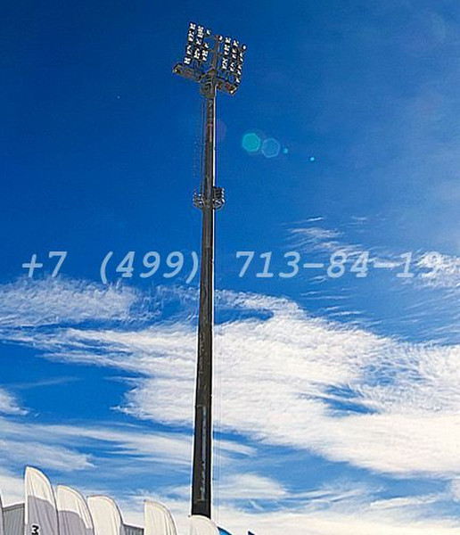 Faceted high-mast lighting poles with ground maintenance