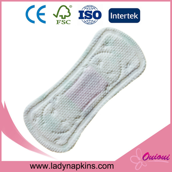 Ultra thin cottony topsheet breathable backsheet ginseng panty liner GS155