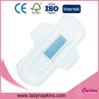 245mm dotted cotton topsheet with blue anion absorption 100ml sanitary pad