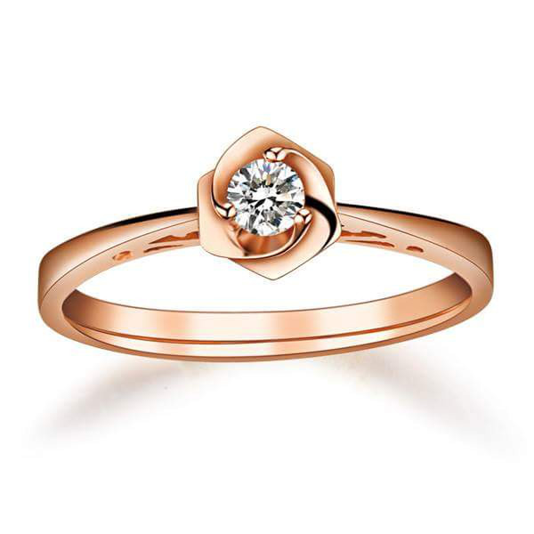 #18KT #ROSE #GOLD #REAL #NATURAL #ROUND #CUT #DIAMOND #SOLITAIRE #RING
