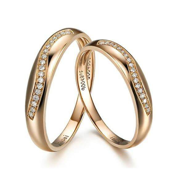 #REAL #NATURAL #ROUND #CUT #DIAMOND #18KT #ROSE #GOLD #COUPLE #BAND
