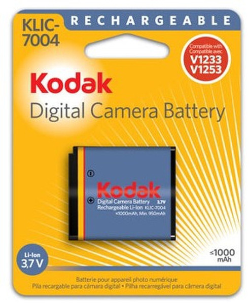 Kodak Li-Ion Rechargeable Digital Camera Battery KLIC-7004 Lithium-Ion (Li-Ion) 1000mAh 3.7V rechargeable battery
