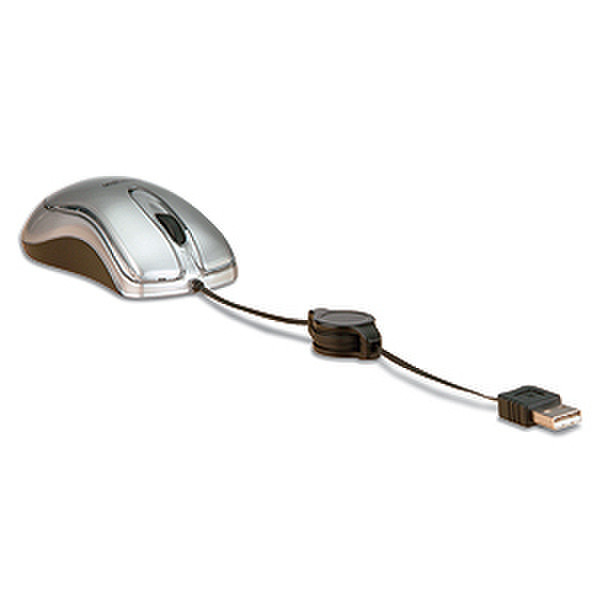 Kensington PocketMouse™ Mini USB Оптический Cеребряный компьютерная мышь