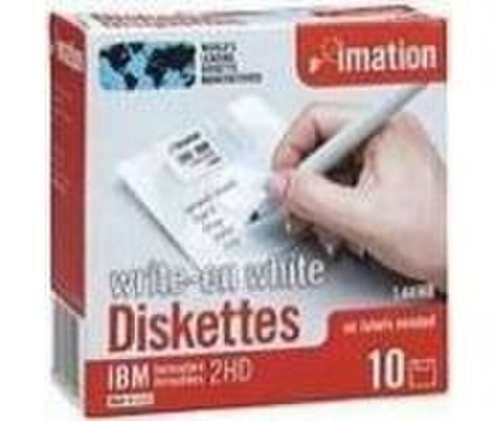 Imation 3.5" DS-HD IBM PC Formatted - 10pk Write-On White
