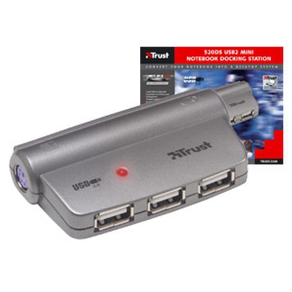 Trust 520DS USB2 MINI NOTEBOOK DOCKING STATION 480Mbit/s interface hub