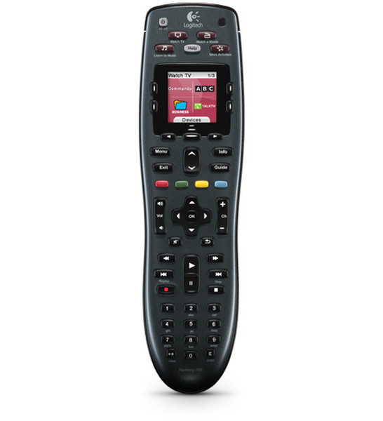 Logitech Harmony 700 Инфракрасный беспроводной Нажимные кнопки Черный пульт дистанционного управления