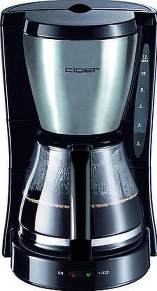 Cloer 5039 Filterkaffeemaschine 12Tassen Schwarz, Edelstahl Kaffeemaschine