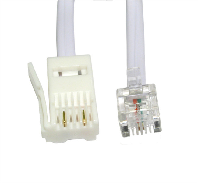 Cables Direct 2m RJ11 - BT Plug 2 Wire 2м Белый телефонный кабель