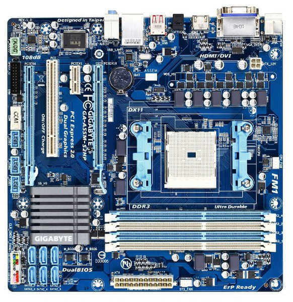 Gigabyte GA-A55M-S2HP AMD A75 Socket FM1 Микро ATX материнская плата