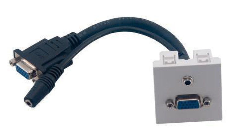 MCL Plastron adaptateur VGA femelle + Jack 3,5mm femelle VGA (D-Sub) Черный, Белый кабельный разъем/переходник