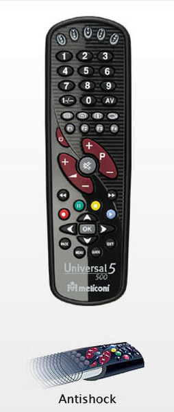 Meliconi Gumbody Universal 5-500 IR Wireless press buttons Black remote control