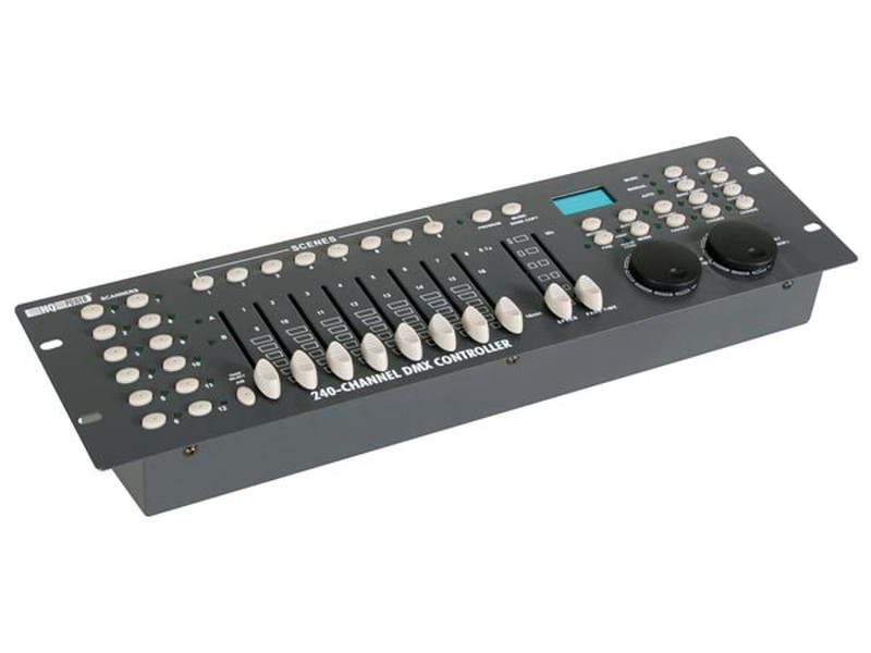 HQ Power 240-channel DMX controller with jog wheels Проводная Нажимные кнопки Черный, Серый пульт дистанционного управления