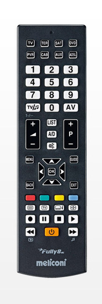 Meliconi Fully 8 IR Wireless push buttons Black remote control