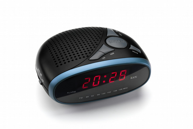 Ices Electronics ICR-200 Uhr Analog Schwarz, Blau Radio