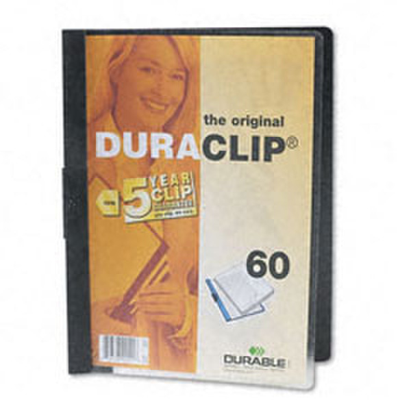 Durable DuraClip Clear Front Vinyl 60-sheet Black PVC Black report cover