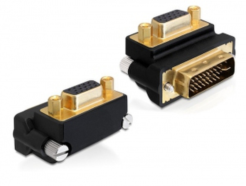 DeLOCK 65261 VGA 15 pin DVI 24+5 pin Black cable interface/gender adapter