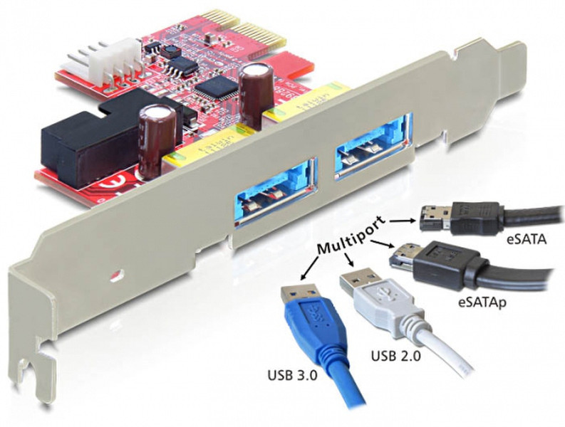 DeLOCK 89288 eSATA,USB 2.0,USB 3.0 интерфейсная карта/адаптер