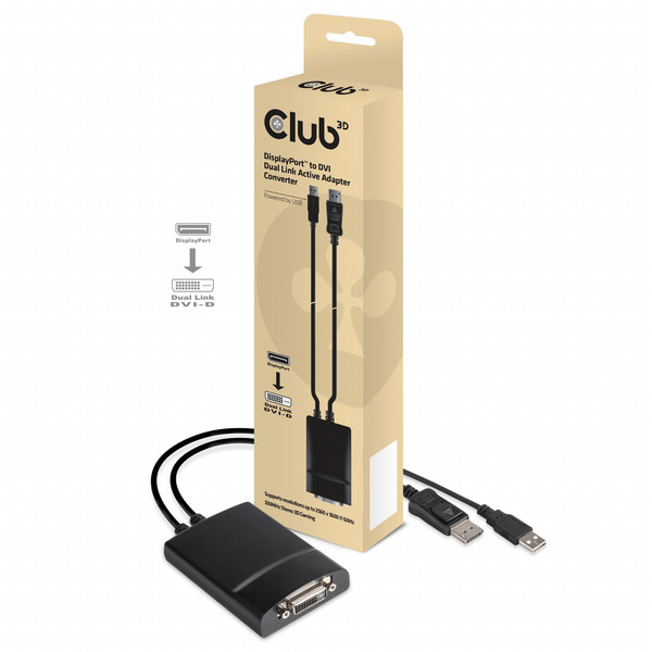 CLUB3D DisplayPort to DVI-D Dual Link Active Adapter Cable 330MHz