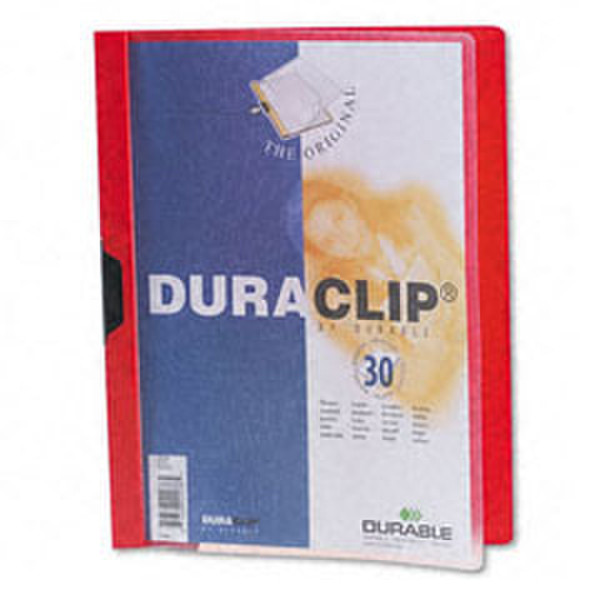 Durable DuraClip Clear Front Vinyl 30-sheets Red PVC Rot Präsentations-Mappe