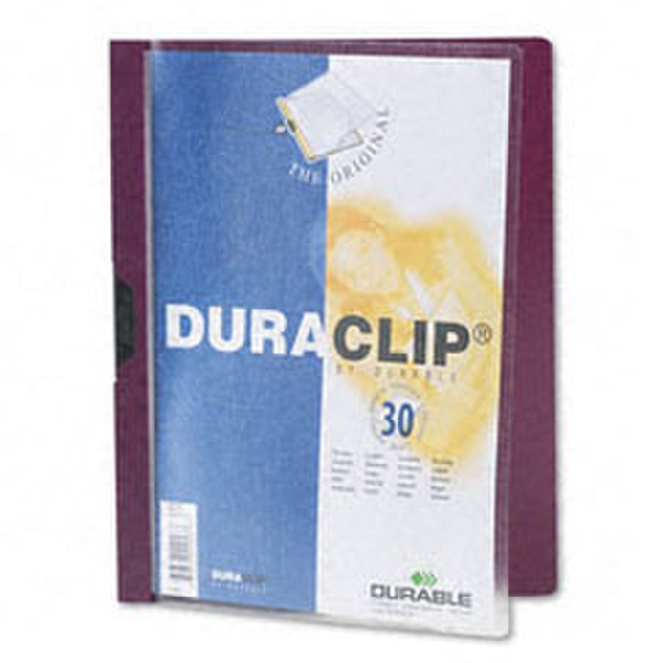 Durable DuraClip Clear Front Vinyl 30-sheets Maroon PVC Red report cover