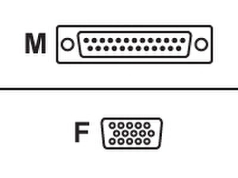 Digi Serial RS-232 cable 25 pin DB-25 15 pin HD-15 cable interface/gender adapter