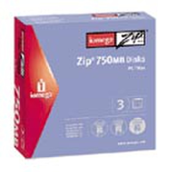 Iomega Zip® 750MB Disk 3-Pack PC/Mac® 750MB ZIP-Disk