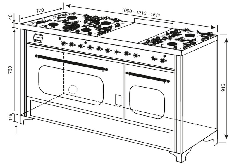 Boretti MCO-150 F AN Freestanding Gas hob A cooker