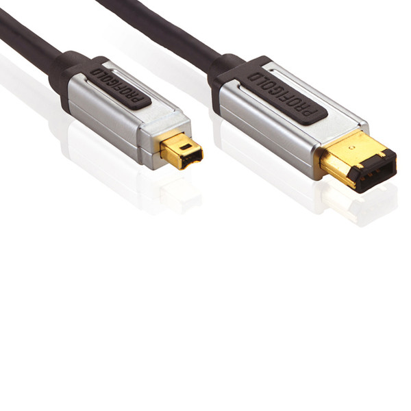 Profigold FireWire 400, 2m 2m 4-p 6-p Black firewire cable