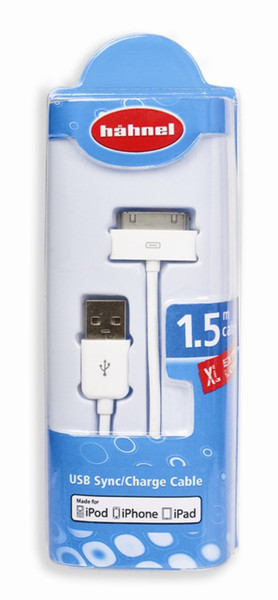 Hahnel 1000 643.0 1.5м USB 30 pin Белый дата-кабель мобильных телефонов