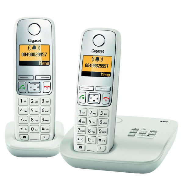 Gigaset A400A Duo DECT Идентификация абонента (Caller ID) Серый, Белый