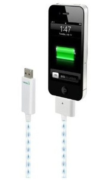Dexim Visible Green 0.8м USB Apple Белый дата-кабель мобильных телефонов