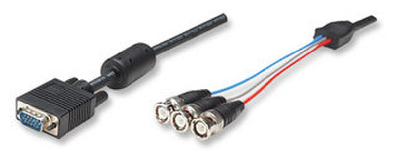 Manhattan HD15 M/3xBNC 1.8m VGA (D-Sub) Black video cable adapter