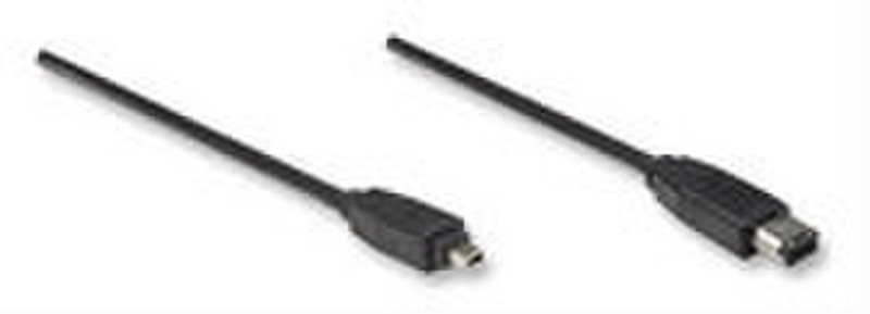 Manhattan IEEE 1394, 1.8m, 6/4pin 1.8m 6-p 4-p Black firewire cable