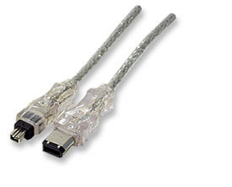 Manhattan IEEE 1394, 1.8m, 6/4pin 1.8m 6-p 4-p White firewire cable