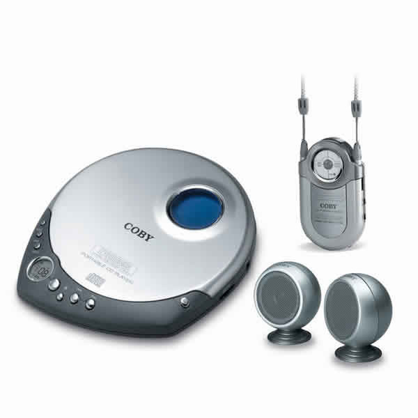 Coby Slim Personal CD Player with Pocket AM/FM Radio and Stereo Speaker System Portable CD player Silver