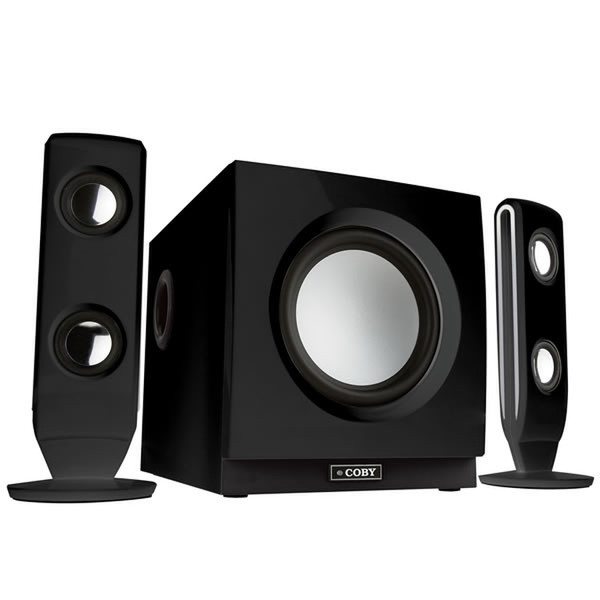 Coby 75-Watt High-Performance Speaker System for Digital Media Players 2.1channels 75W Black docking speaker