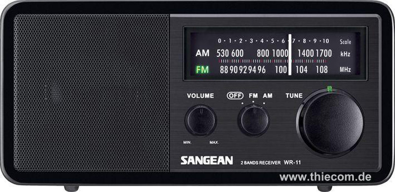 Sangean WR-11 Портативный Аналоговый Черный радиоприемник