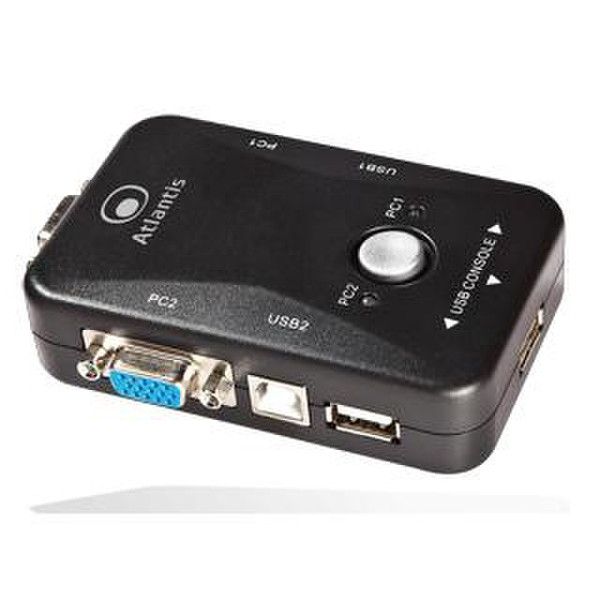 Atlantis Land KVM Switch USB Schwarz Tastatur/Video/Maus (KVM)-Switch