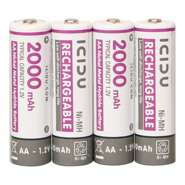 ICIDU Long life Low Discharge Rechargeable Batteries AA 2000 mAh Никель-металл-гидридный (NiMH) 2000мА·ч 1.2В