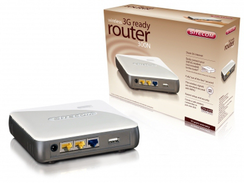 Sitecom WLR-2001 Schnelles Ethernet Schwarz, Silber WLAN-Router