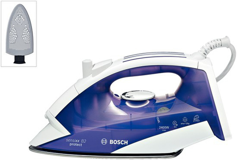 Bosch TDA3640GB Dampfbügeleisen Palladium-Sohle 2400W Violett, Weiß Bügeleisen