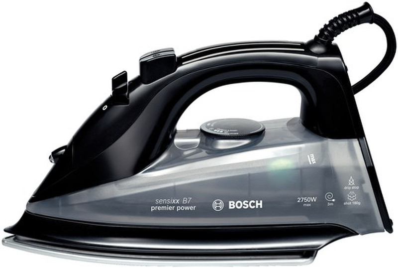 Bosch TDA7640GB Steam iron Palladium soleplate 2750Вт Черный, Прозрачный утюг