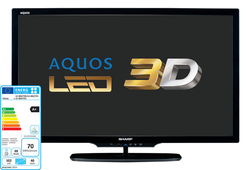 Sharp LC-40LE730E 40Zoll Full HD 3D WLAN Schwarz LED-Fernseher