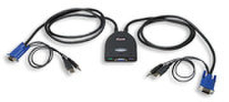 Intellinet 2-Port Mini KVM Switch Schwarz Tastatur/Video/Maus (KVM)-Kabel