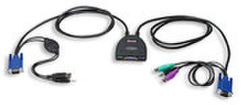 Intellinet 2-Port Mini KVM Switch Черный кабель клавиатуры / видео / мыши