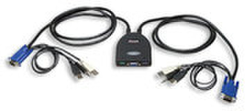 Intellinet 2-Port Mini KVM Switch Черный кабель клавиатуры / видео / мыши